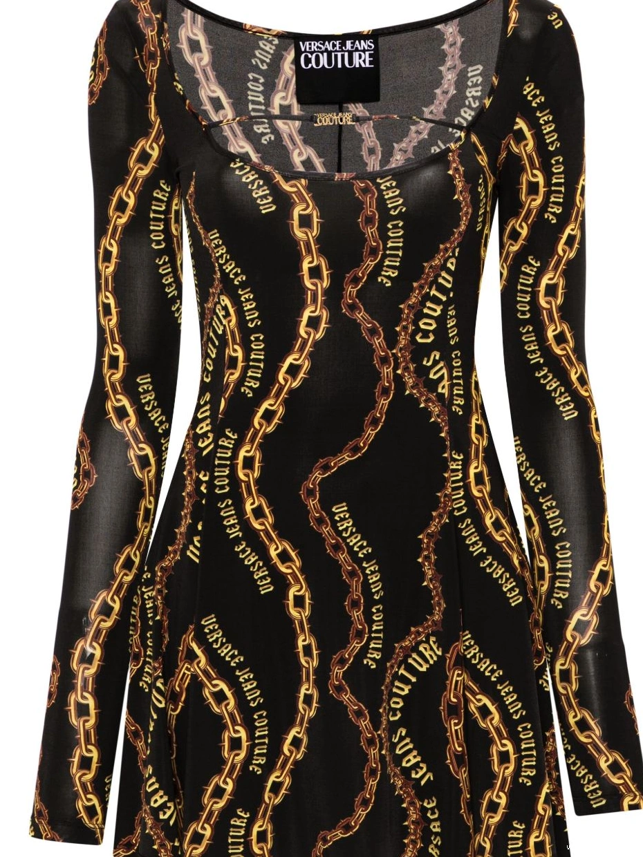 Cheap print mini Jeans Versace Women chain-link Couture dress 0731